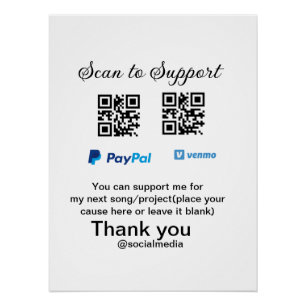 Virtual tip jar q oder Code-Geld-Spende PayPal ven Poster