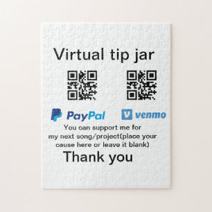 Virtual tip jar q oder Code-Geld-Spende PayPal ven Puzzle