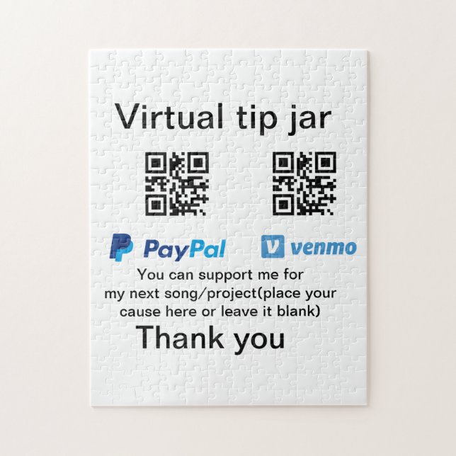 Virtual tip jar q oder Code-Geld-Spende PayPal ven Puzzle (Vertikal)