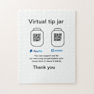Virtual tip jar q oder Code-Geld-Spende PayPal ven Puzzle