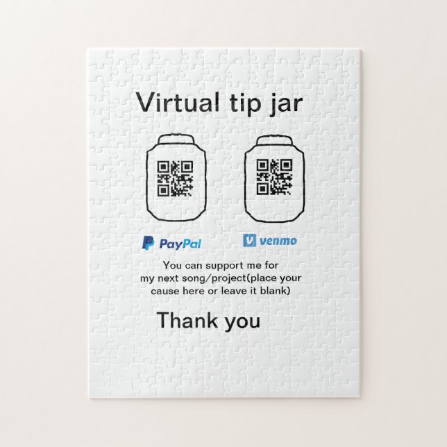 Virtual tip jar q oder Code-Geld-Spende PayPal ven Puzzle (Vertikal)