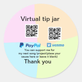 Virtual tip jar q oder Code-Geld-Spende PayPal ven Runder Aufkleber