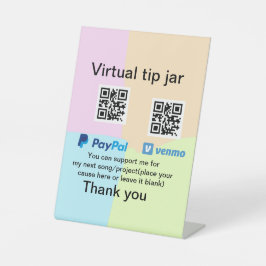 Virtual tip jar q oder Code-Geld-Spende PayPal ven Sockelschild