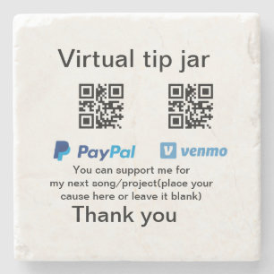 Virtual tip jar q oder Code-Geld-Spende PayPal ven Steinuntersetzer