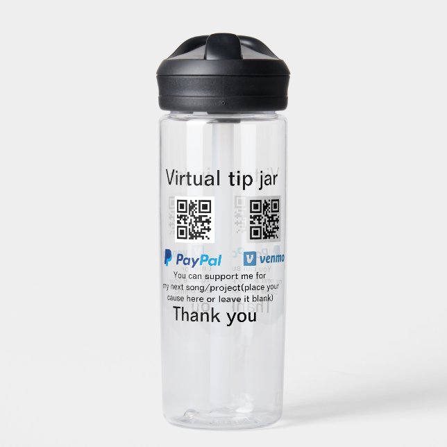 Virtual tip jar q oder Code-Geld-Spende PayPal ven Trinkflasche (Vorderseite)