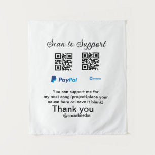 Virtual tip jar q oder Code-Geld-Spende PayPal ven Wandteppich