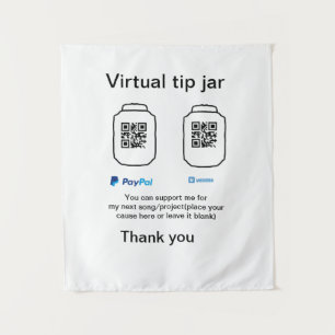 Virtual tip jar q oder Code-Geld-Spende PayPal ven Wandteppich