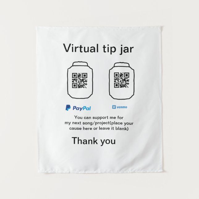 Virtual tip jar q oder Code-Geld-Spende PayPal ven Wandteppich (Vorderseite)