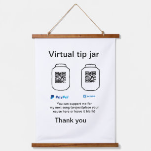 Virtual tip jar q oder Code-Geld-Spende PayPal ven Wandteppich Mit Holzrahmen