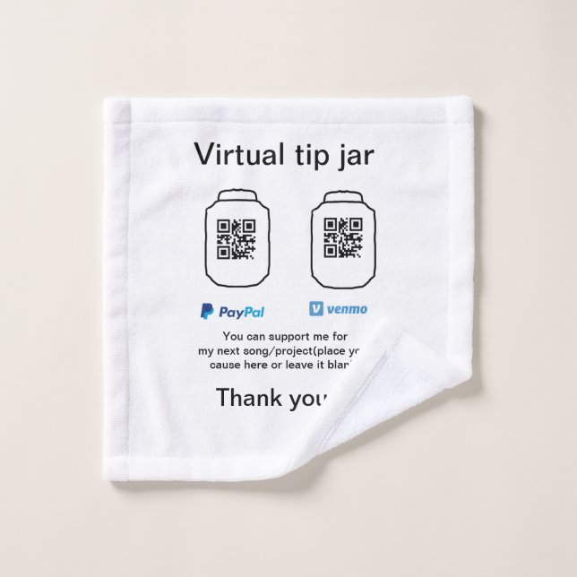 Virtual tip jar q oder Code-Geld-Spende PayPal ven Waschlappen (Waschlappen)
