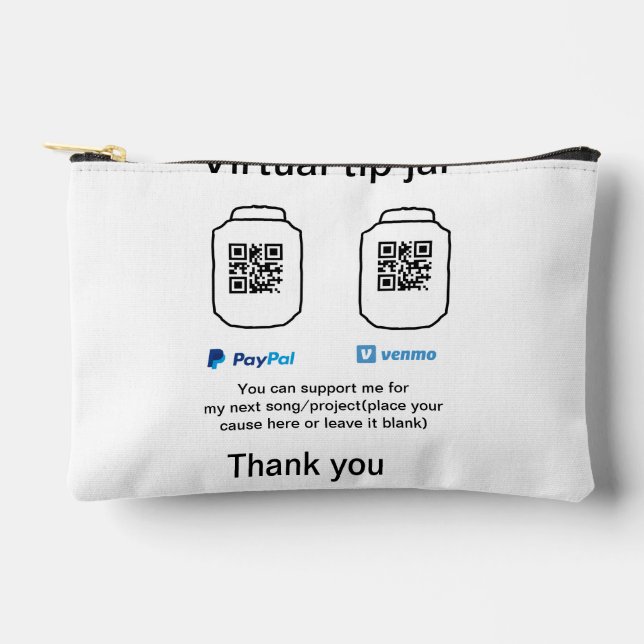 Virtual tip jar q oder Code-Geld-Spende PayPal ven Zubehörtasche (Vorderseite)