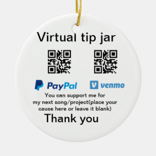 Virtual tip jar q r code money donation PayPal ven Keramik Ornament