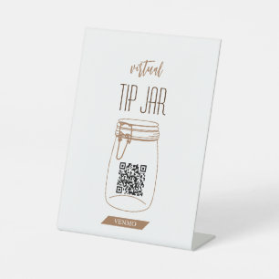 Virtual Tip Jar QR Code Pedestal Sign Sockelschild