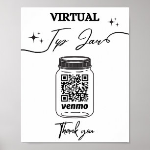 Virtual Tip Jar QR Code Tip Ihr Barkeeper Pedesta Poster