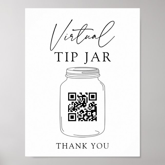 Virtual Tip Jar QR Code Tipp für Ihren Barkeeper S Poster (Vorne)
