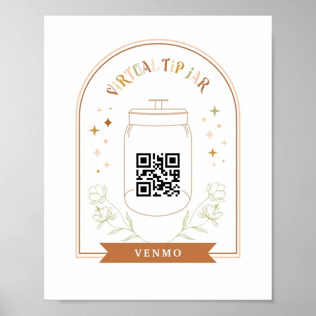 Virtual Tip Jar Scan QR Code Cash App Zahlung Ped Poster (Vorne)