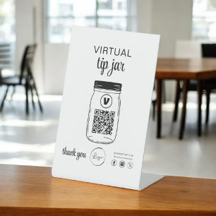 Virtual Tipp Jar QR-Logo Weiß Sockelschild