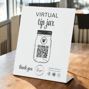 Virtual Tipp Jar QR-Logo Weiß Sockelschild