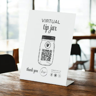 Virtual Tipp Jar QR-Logo Weiß Sockelschild