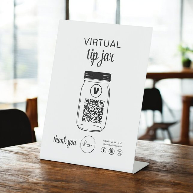 Virtual Tipp Jar QR-Logo Weiß Sockelschild (Von Creator hochgeladen)