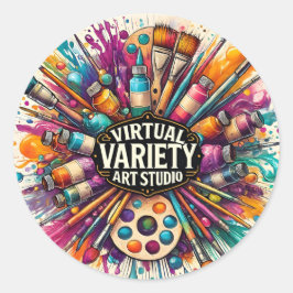 Virtual Variety Art Studio - Runder Aufkleber