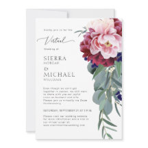 Virtual Wedding Blush Pink Burgundy Bloral Foliage
