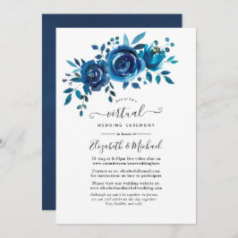Virtual Wedding in Navy und White Watercolor Einladung
