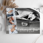 Virtual Wedding-Jubiläum-Party, FotoCollage Postkarte<br><div class="desc">Feiern Sie ein großes Hochzeitsjubiläum virtuell mit dieser Postkarten-Party Einladung. Die Vorderseite bietet 4 Fotos des Jubiläums-Ehepaares und die Rückseite bietet Party-Details und wie Sie mit Videokonferenzwerkzeugen verbinden können. Funktioniert für jedes Jahr gut - ändern Sie einfach die 60 auf 40,  50,  etc.</div>