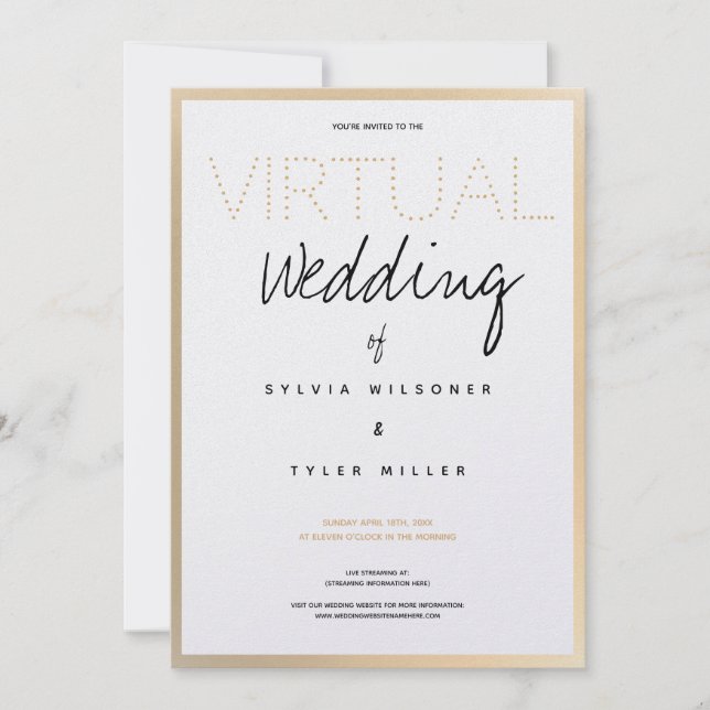 Virtual Wedding White Gold Black Typografy (Vorderseite)