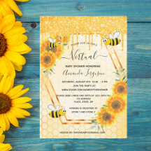 Virtuell niedliche Bienenblumen Glitzer Babydusche