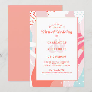 Virtuell Online   Koralle Modern Geometrisch Abstr Einladung