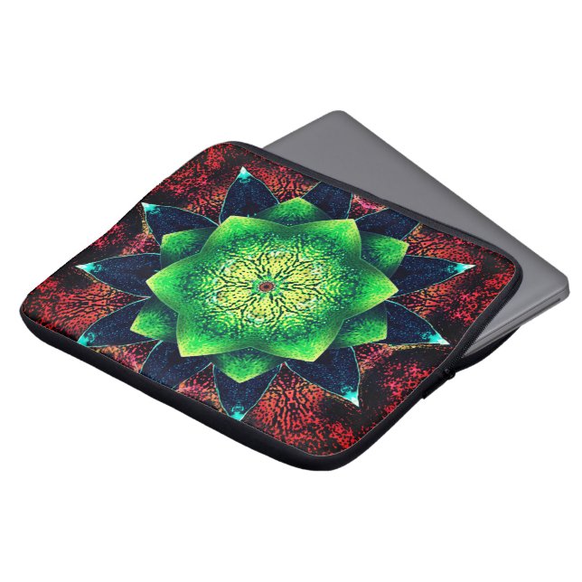 Virtuelle Blume auf Korallen, aufgeschlossen und r Laptopschutzhülle (Vorne Oben)