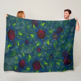 Virtuelle Blüte mit dunkelrotem Hexagon mit blauer Fleecedecke