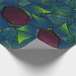 Virtuelle Blüte mit dunkelrotem Hexagon mit blauer Geschenkpapier