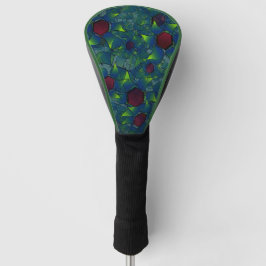 Virtuelle Blüte mit dunkelrotem Hexagon mit blauer Golf Headcover
