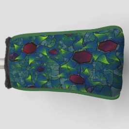 Virtuelle Blüte mit dunkelrotem Hexagon mit blauer Golf Headcover