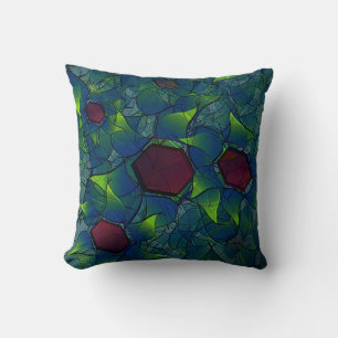 Virtuelle Blüte mit dunkelrotem Hexagon mit blauer Kissen