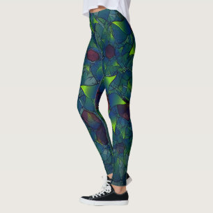 Virtuelle Blüte mit dunkelrotem Hexagon mit blauer Leggings