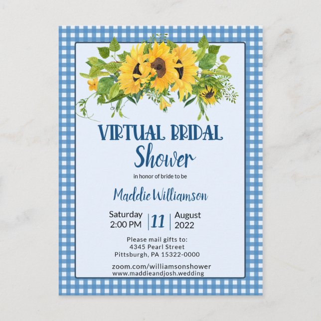 Virtuelle Brautparty Rustikale Landblumen Postkarte (Vorderseite)