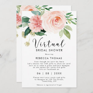virtuelle Dusche per Post rosa Blumenkohl Brautpar Einladung