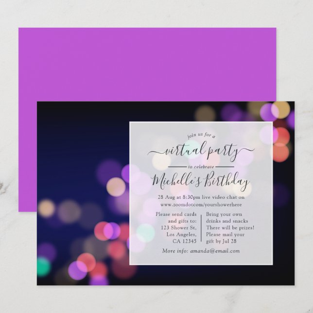 Virtuelle Geburtstagsfeier Einladung (Vorne/Hinten)