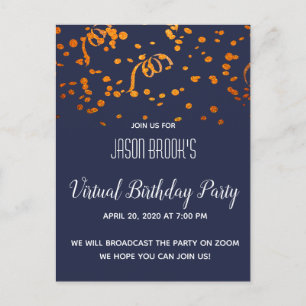 Virtuelle Geburtstagsfeier Einladungspostkarte