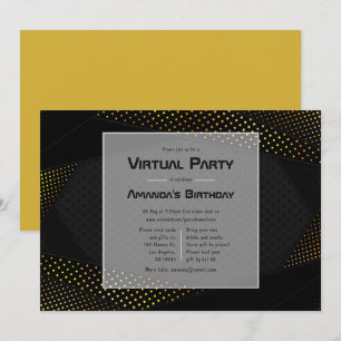 Virtuelle Geburtstagspartei Schwarz und Gold Einladung