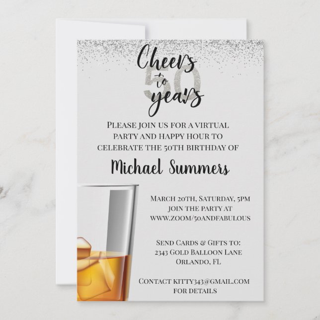 Virtuelle Geburtstagsparty feiert 50 Jahre Einladung (Vorderseite)
