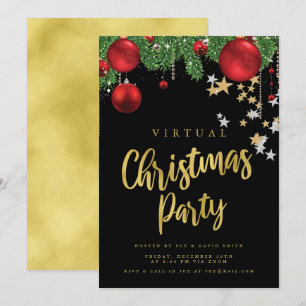 VIRTUELLE Goldene Schwarze Weihnachtsfeier Einladung