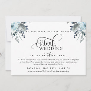 Virtuelle Hochzeit, Blau, Weiß und Graublume Save The Date
