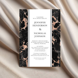 Virtuelle Hochzeit in Schwarz und Rose Einladung