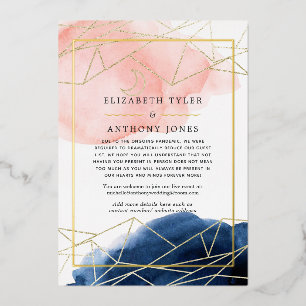 Virtuelle Hochzeitgastliste für Navy & Blush Folieneinladung