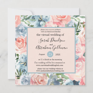 Virtuelle Hochzeits Einladungen - Rosa Blaue Blume