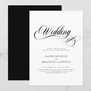 Virtuelle moderne Schwarz-Weiß-Hochzeit Einladung